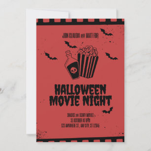 Convite Noite de Filme Retrô Pipoca Assustadora e Hall da