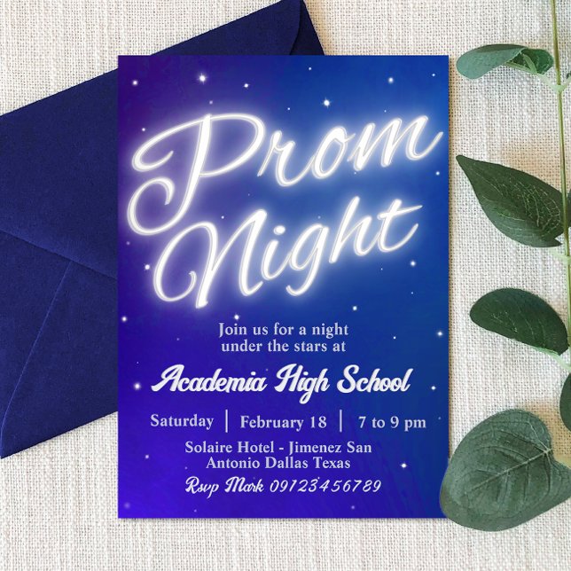 Convite Noite de Formatura - Sob as Estrelas  (Prom Night - Under the Stars Invitation)