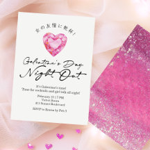 Noite de Galentines Dia Rosa Coração Brilhante