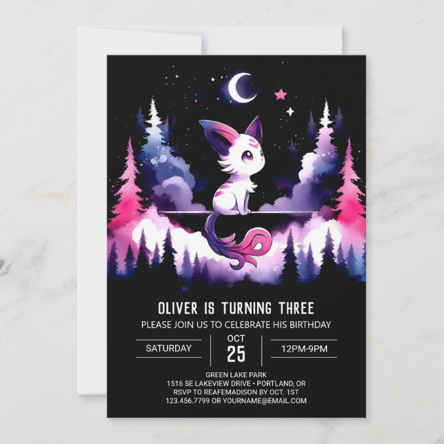 Convite Noite de Gato Doce Minimalista (Frente)