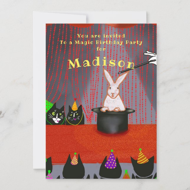 Convite Noite de Gato Engraçado para Crianças (Frente)