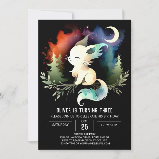 Convite Noite de Gato Mínimo Bonito (Frente)