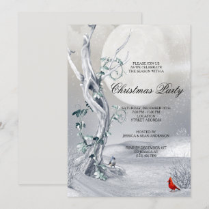 Convite Noite de inverno Cena e Cardinals Festa de Natal