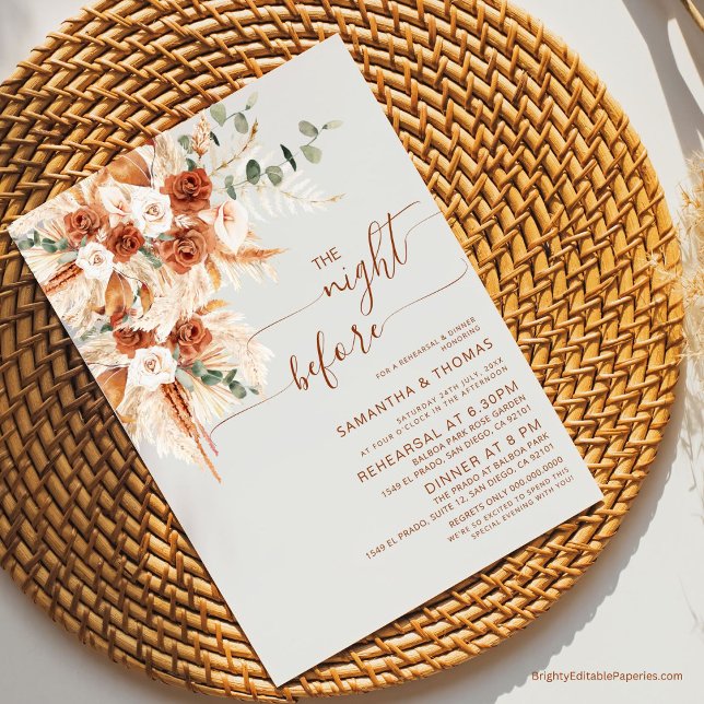 Convite Noite de Jantar de Rehearsal de Caligrafia Elegant (Criador carregado)