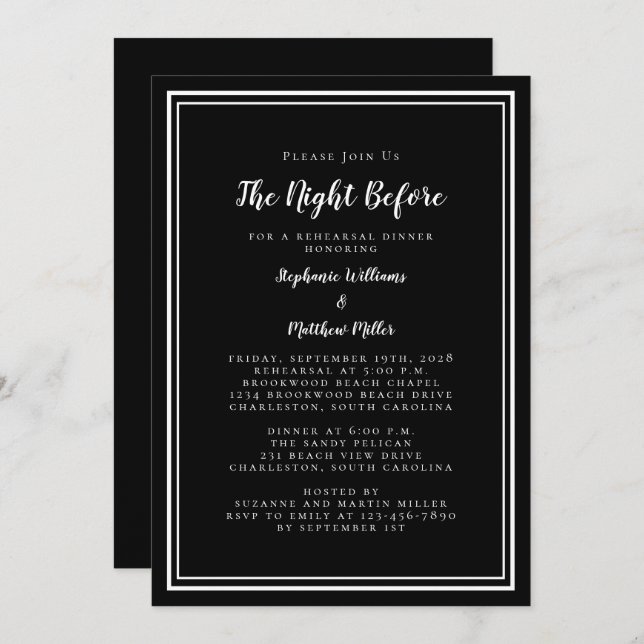 Convite Noite de Janto de ensaio antes do branco preto (Frente/Verso)