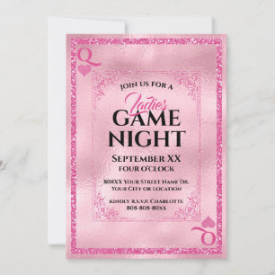 Convite Noite de Jogo da Rainha Cinzenta Rosa das Mulheres
