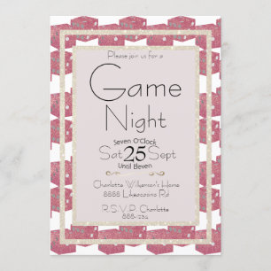 Convite Noite de Jogo Dados Brilhantes Rosa