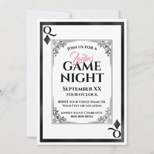 Convite Noite de Jogos das Senhoras Rainha de Diamantes