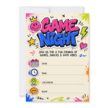 Noite de Jogos de Grafite Colorido e Ousado Festa