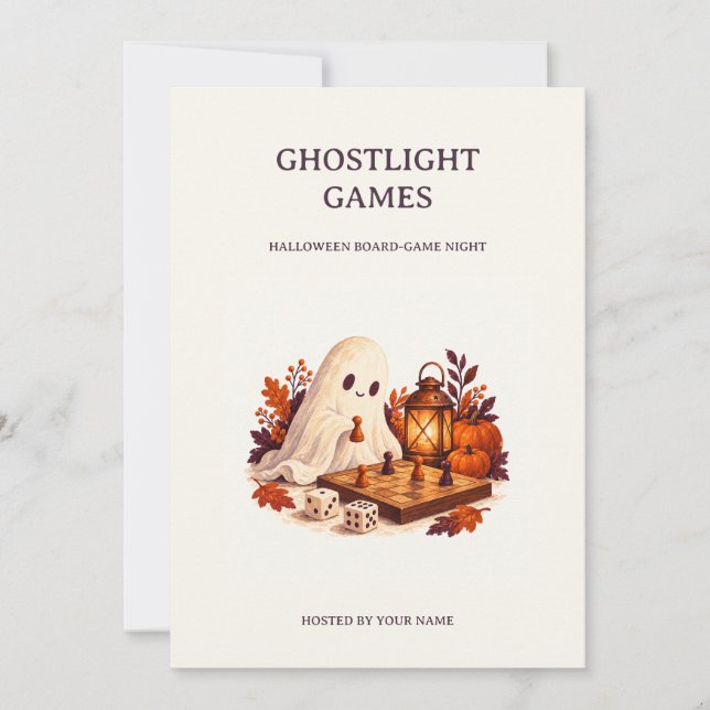 Convite Noite de Jogos de Tabuleiro de Halloween da Ghostl (Frente)