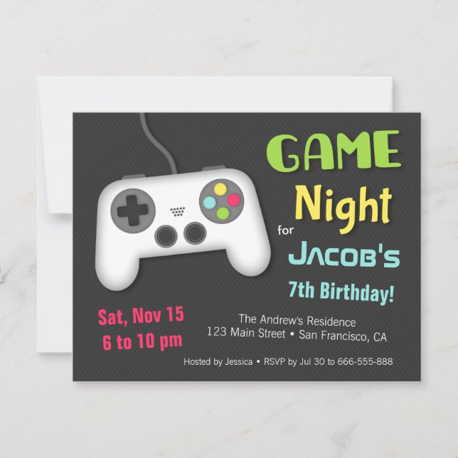 Convite Noite de Jogos de Vídeo dos Chill Boys na Festa de (Frente)