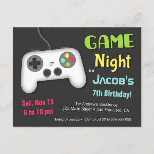 Convite Noite de Jogos de Vídeo dos Chill Boys na Festa de