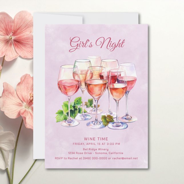 Convite Noite de Meninas Rosadas Vinho  (Criador carregado)