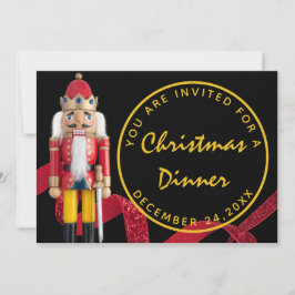 Convite Noite de Natal Jantar Preto Vermelho Dourado Solda