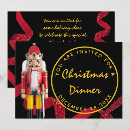 Convite Noite de Natal Jantar Preto Vermelho Dourado Solda