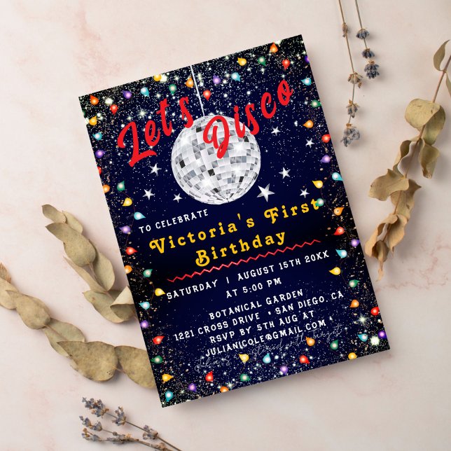 Convite Noite de Noite de Noite de Festa de Bola Disco Gro (Criador carregado)
