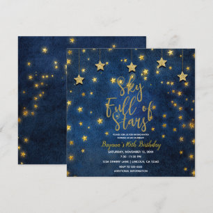 Convite Noite de Ouro Azul Sob o Céu Cheio de Estrelas Cel