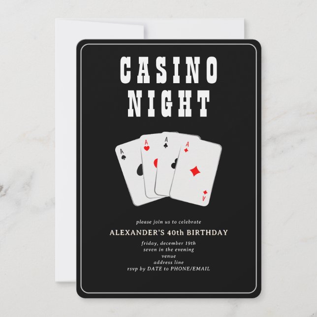 Convite Noite de Pôquer de Blackjack no Cassino de Vegas F (Frente)