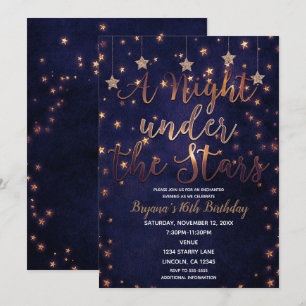 Convite Noite de Púrpura e Ouro Sob as Estrelas Céu Celest