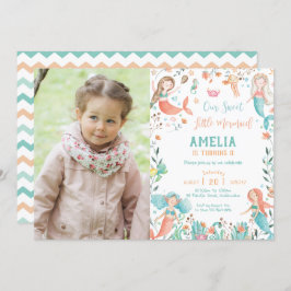 Convite Noite de Sereia Bonita Sob Foto Marinha