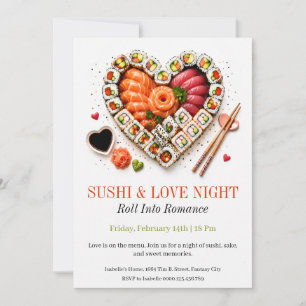 Convite Noite de Sushi e Amor - Sushi de Dia dos Namorados