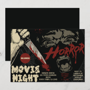 Convite Noite de Terror de Filme de Halloween Faca Sangren