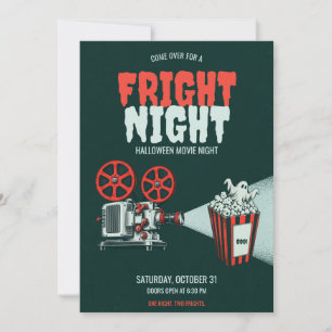 Convite Noite de Terror Retro Noite de Cinema de Halloween