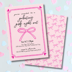 Convite Noite Desenhada à Mão das Garotas Dia de Galentine
