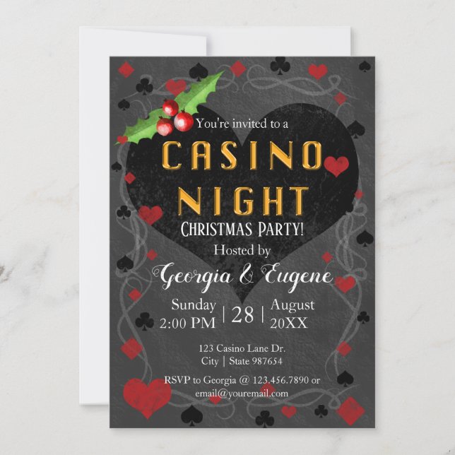 Convite Noite do Casino da Festa de Natal | Las Vegas (Frente)