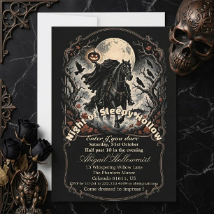 Convite Noite do Cavaleiro Sem Cabeça de Sleepy Hollow Lua