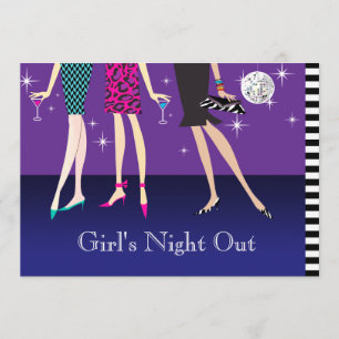 Convite Noite dos partys girl da forma para fora