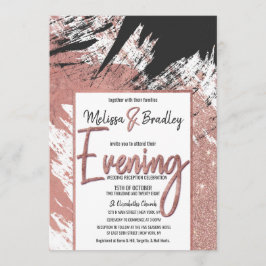 Convite Noite Dourada de Brilho Negro, Rosa moderno,