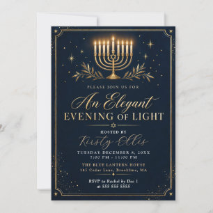 Convite Noite Elegante de Luz do Hanukkah