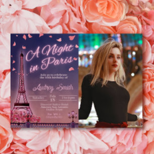 Convite Noite em Paris - Aniversário com foto