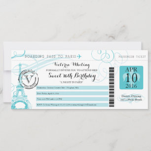 Convite Noite em Paris  Aniversário do Aqua Sweet 16