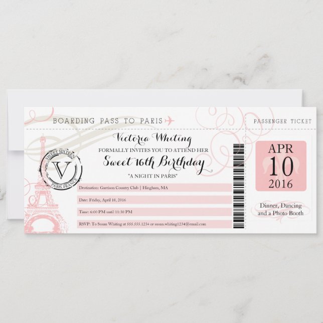 Convite Noite em Paris | Doce 16 Aniversário (Frente)
