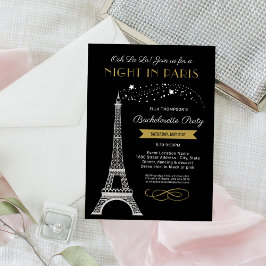Convite Noite em Paris Torre Eiffel Dourada Despedida de S