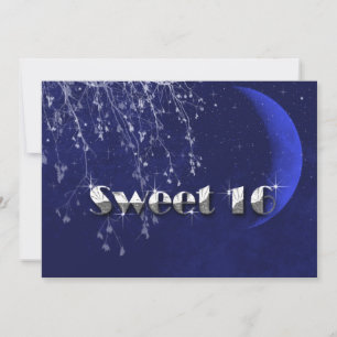 Convite Noite Encantada, Lua e Estrelas, Doce Dezesseis,