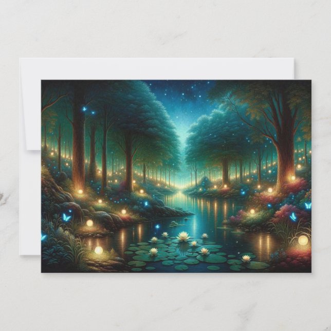 Convite Noite Encantada: Luminescência no lago (Frente)