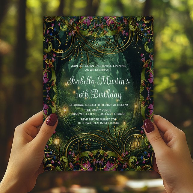 Convite Noite Encantada Qualquer Ocasião Aniversário (Enchanted forest invitation for any occasion. Simply add your event details.)