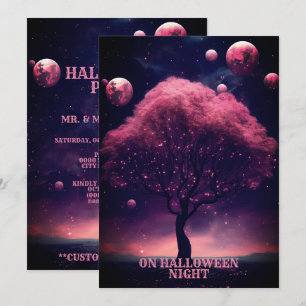 Convite Noite Escura da Lua Vermelha Rosa do Partido das H