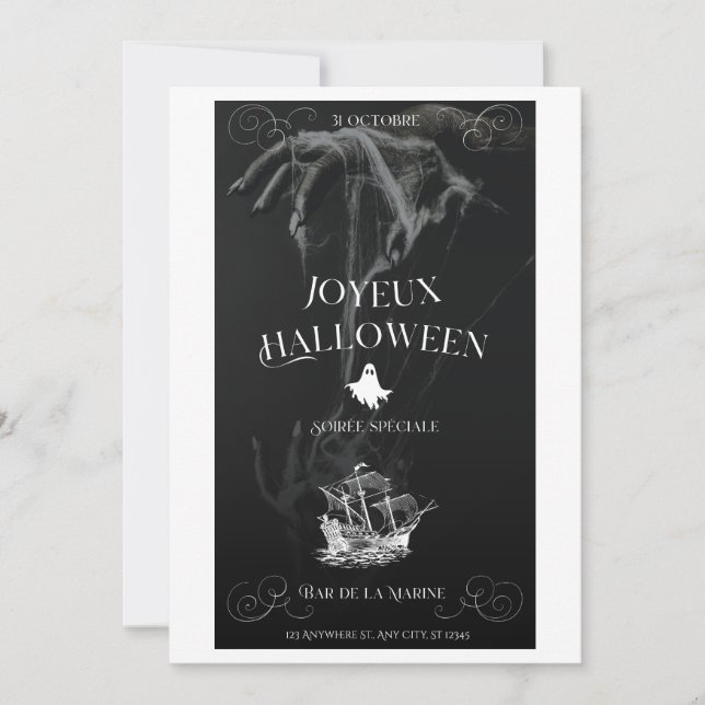 Convite 🎃 Noite Especial de Halloween no Bar de la Marine (Frente)