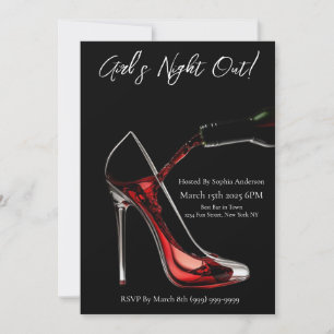 Convite Noite Estiletto da Menina com Vinho