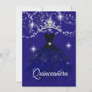 Convite Noite estrelada azul Brilho Tiara Estrelas Quincea
