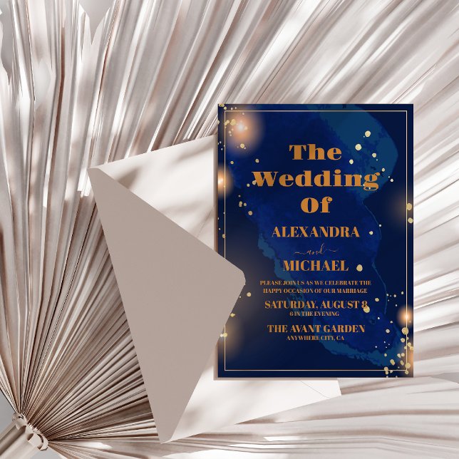 Convite Noite Estrelada Casamento Azul Navy Prateado Brilh (Criador carregado)