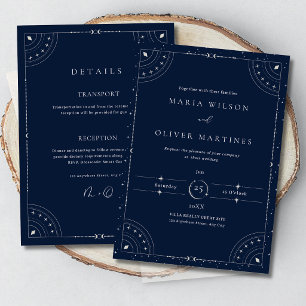 Convite Noite Estrelada Casamento Celestial Azul Marinho E
