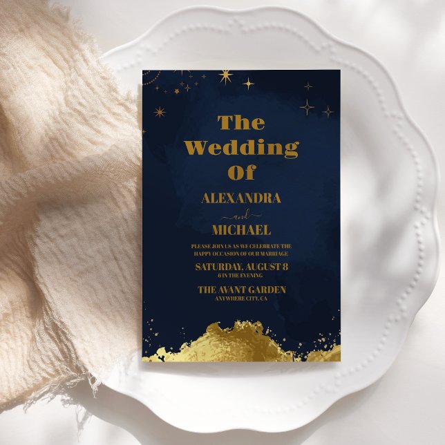 Convite Noite Estrelada Casamento Galáxia Celestial (Criador carregado)