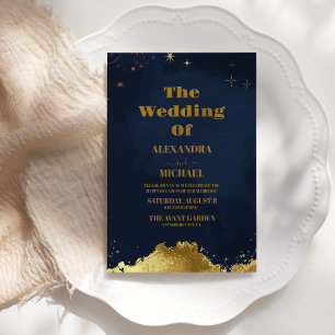Convite Noite Estrelada Casamento Galáxia Celestial