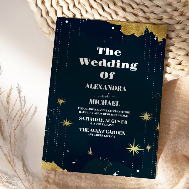 Convite Noite Estrelada Casamento Galáxia Celestial (Criador carregado)