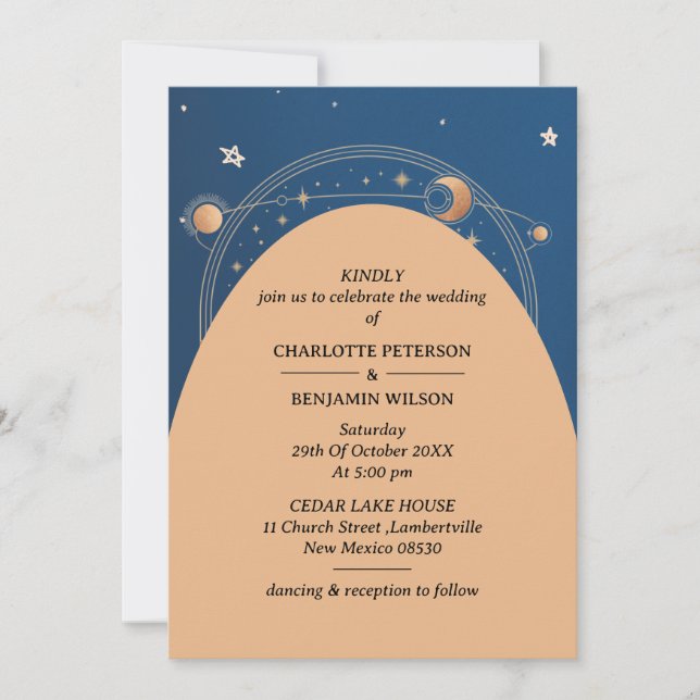 Convite Noite Estrelada Céu Casamento Celestial (Frente)